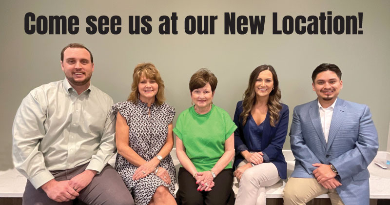 Five staff members of Covenant Crossing location "Come see us at our new location!"